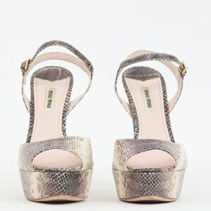 Miu Miu
Beige & Grey Embossed Leather Platform Heel